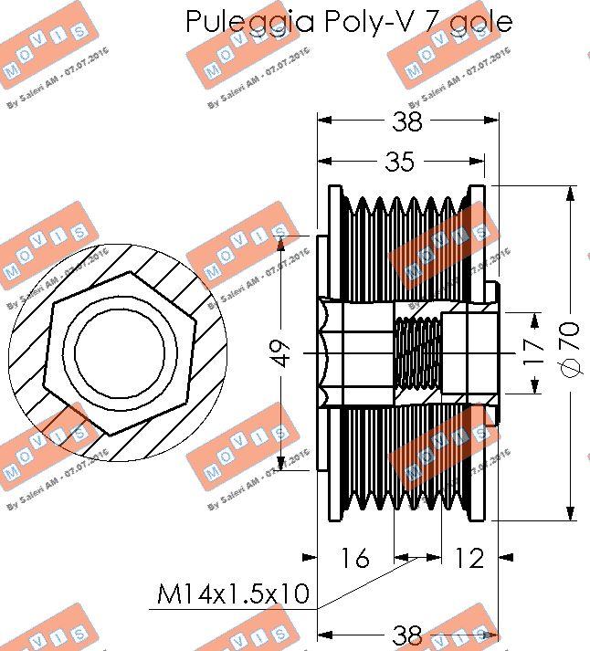 MOVIS AST3337 - Pulley, alternator, freewheel clutch autospares.lv