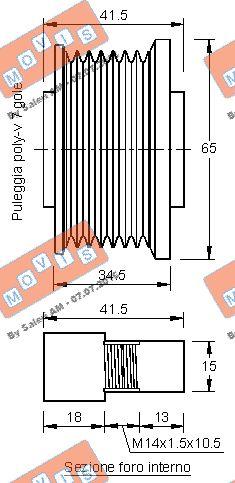 MOVIS AST3213 - Pulley, alternator, freewheel clutch autospares.lv