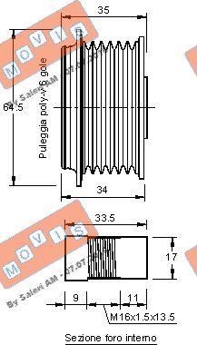 MOVIS AST2960 - Pulley, alternator, freewheel clutch autospares.lv