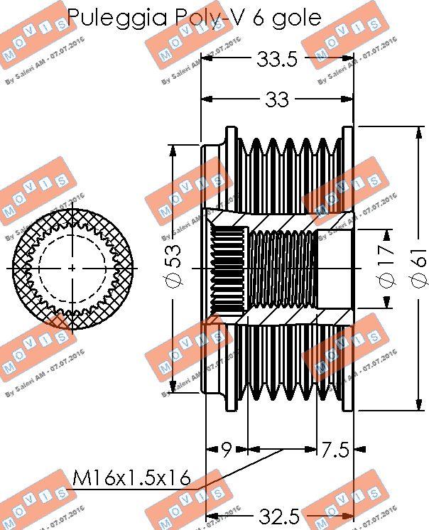 MOVIS AST2057 - Pulley, alternator, freewheel clutch autospares.lv