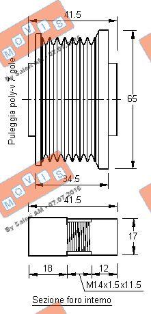 MOVIS AST2880 - Pulley, alternator, freewheel clutch autospares.lv