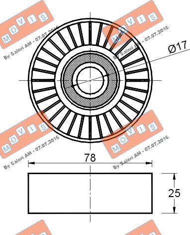 MOVIS AST2216 - Pulley, v-ribbed belt autospares.lv