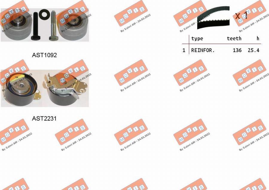 MOVIS ASTK0945 - Timing Belt Set autospares.lv