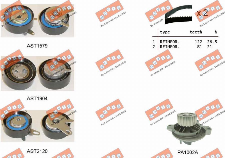 MOVIS ASTK0946PA - Water Pump & Timing Belt Set autospares.lv