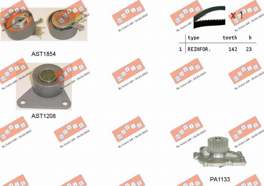 MOVIS ASTK0913PA - Water Pump & Timing Belt Set autospares.lv