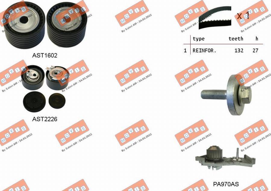 MOVIS ASTK0912PA - Water Pump & Timing Belt Set autospares.lv