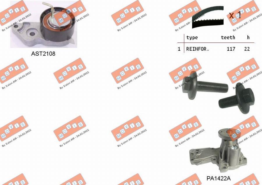 MOVIS ASTK0869PA2 - Water Pump & Timing Belt Set autospares.lv