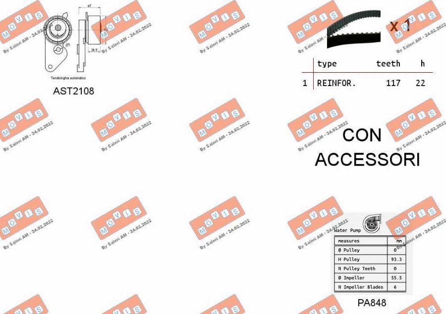 MOVIS ASTK0869PA - Water Pump & Timing Belt Set autospares.lv