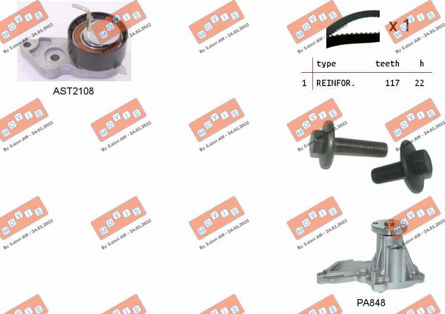 MOVIS ASTK0869PA - Water Pump & Timing Belt Set autospares.lv