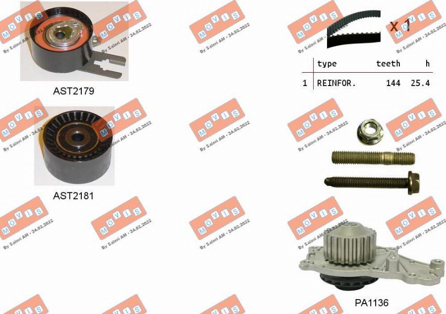 MOVIS ASTK0860PA - Water Pump & Timing Belt Set autospares.lv