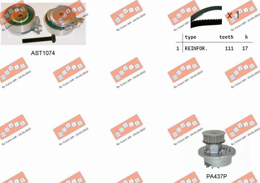 MOVIS ASTK0813PA - Water Pump & Timing Belt Set autospares.lv