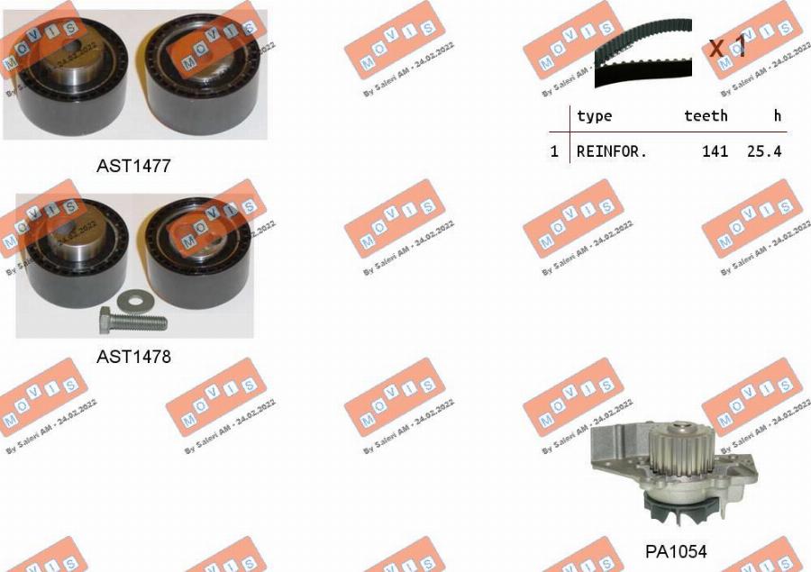 MOVIS ASTK0827PA - Water Pump & Timing Belt Set autospares.lv