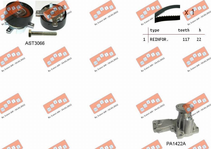 MOVIS ASTK1095PA - Water Pump & Timing Belt Set autospares.lv