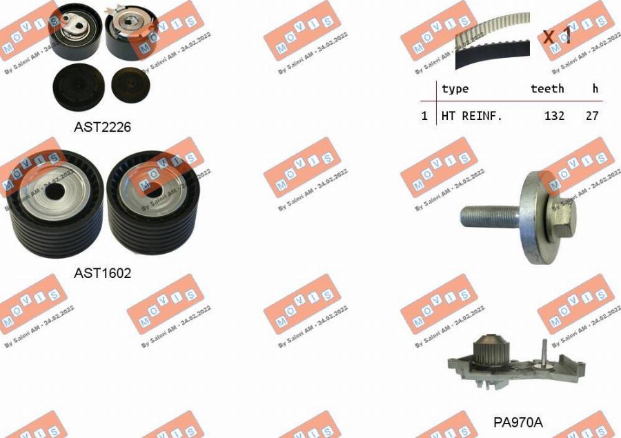 MOVIS ASTK1147PA - Water Pump & Timing Belt Set autospares.lv