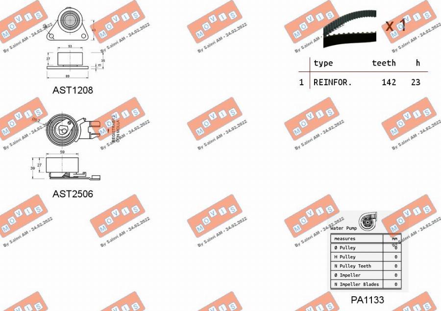 MOVIS ASTK1154PA - Water Pump & Timing Belt Set autospares.lv