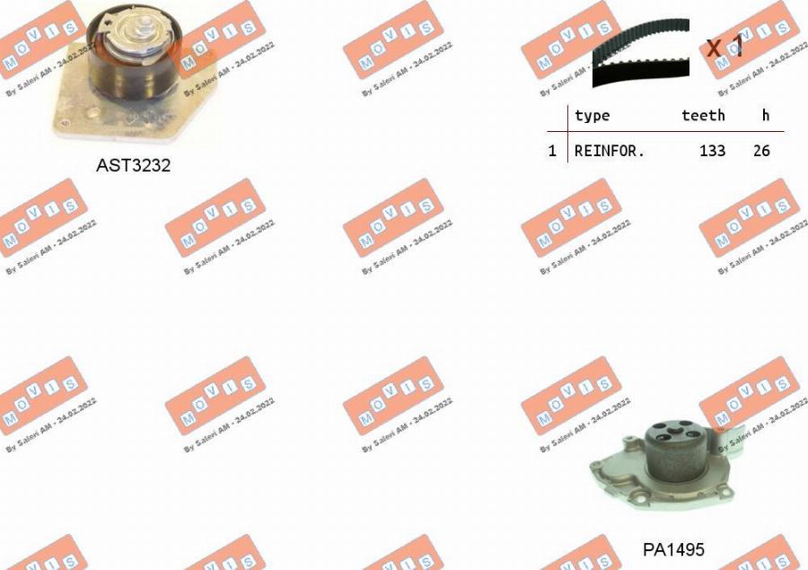 MOVIS ASTK1126PA - Water Pump & Timing Belt Set autospares.lv