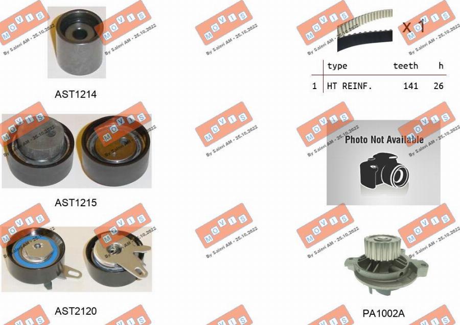 MOVIS ASTK1294PA - Water Pump & Timing Belt Set autospares.lv