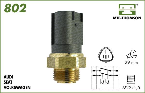 MTE-Thomson 802.95/102 - Temperature Switch, radiator / air conditioner fan autospares.lv