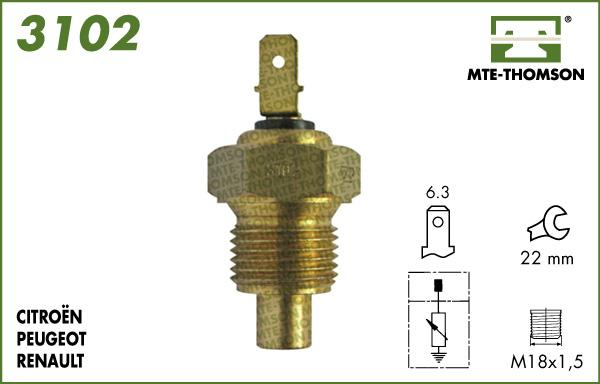 MTE-Thomson 3102 - Sensor, coolant temperature autospares.lv