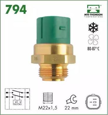MTE-Thomson 794 - Temperature Switch, radiator / air conditioner fan autospares.lv