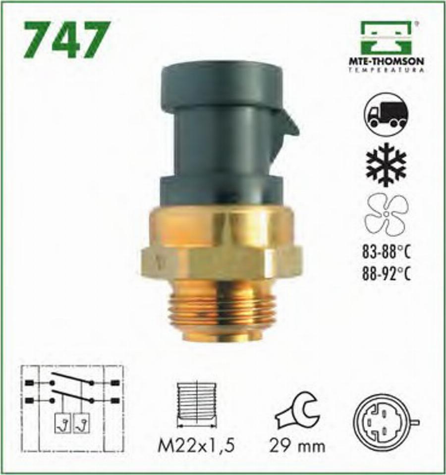 MTE-Thomson 747 - Temperature Switch, radiator / air conditioner fan autospares.lv