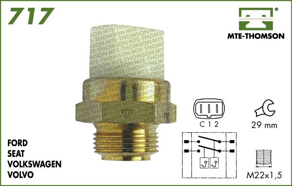 MTE-Thomson 717.75/82 - Temperature Switch, radiator / air conditioner fan autospares.lv