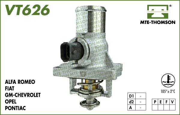 MTE-Thomson VT626.105 - Coolant thermostat / housing autospares.lv