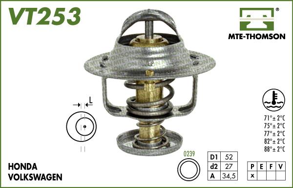 MTE-Thomson VT253.77 - Coolant thermostat / housing autospares.lv