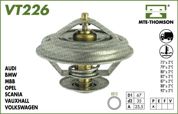 MTE-Thomson VT226.87 - Coolant thermostat / housing autospares.lv