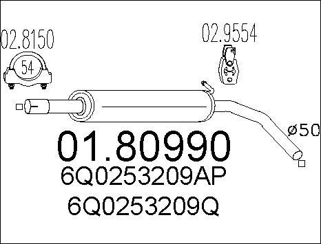 MTS 01.80990 - Middle Silencer autospares.lv