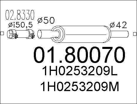 MTS 01.80070 - Middle Silencer autospares.lv