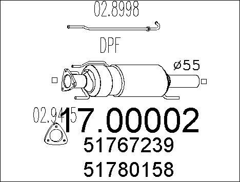 MTS 17.00002 - Soot / Particulate Filter, exhaust system autospares.lv