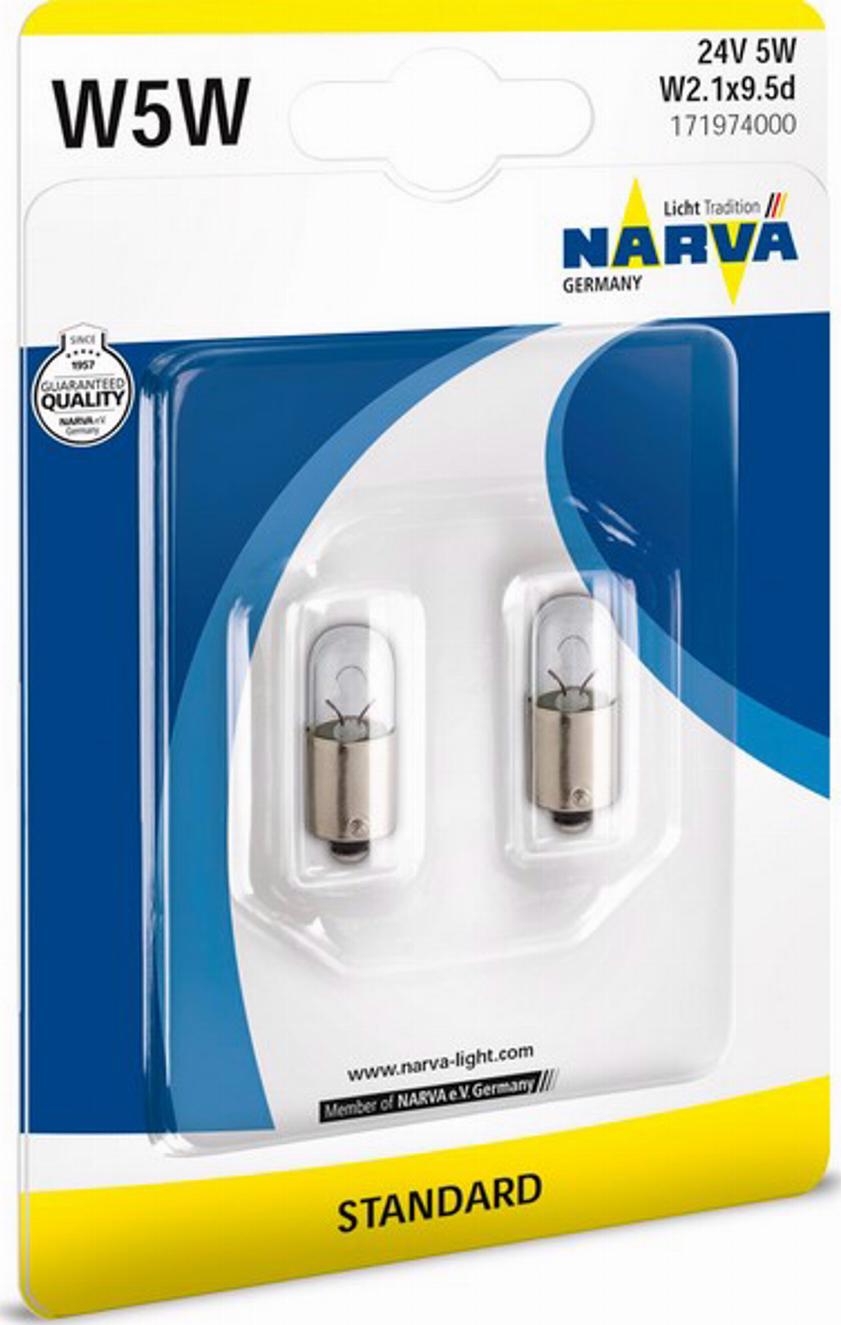 Narva 17197B2 - Bulb, indicator / outline lamp autospares.lv