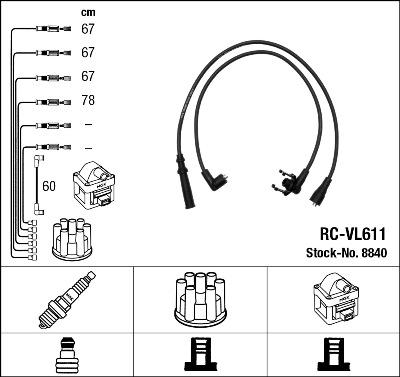 NGK 8840 - Ignition Cable Kit autospares.lv