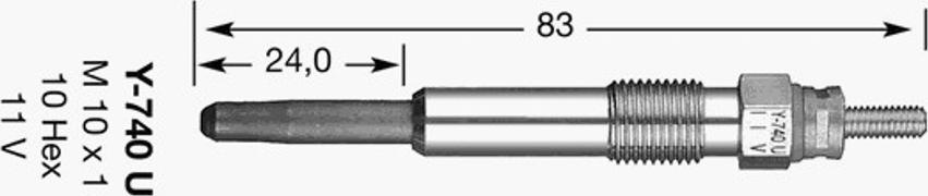 NGK Y-740U - Glow Plug autospares.lv