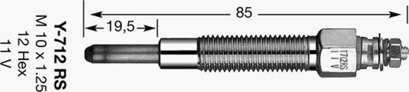 NGK Y-712 RS - Glow Plug autospares.lv