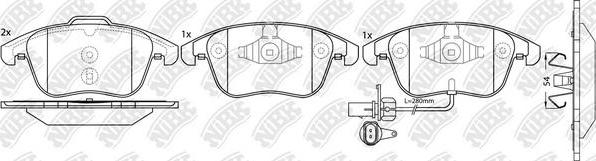 NiBK PN0398W - Brake Pad Set, disc brake autospares.lv