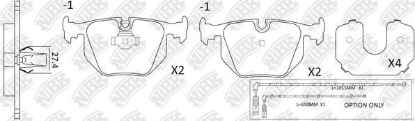 NiBK PN0225W - Brake Pad Set, disc brake autospares.lv