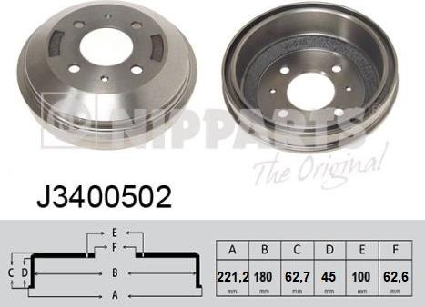 Nipparts J3400502 - Brake Drum autospares.lv