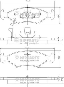 Nipparts J3600301 - Brake Pad Set, disc brake autospares.lv