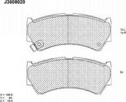 Nipparts J3608020 - Brake Pad Set, disc brake autospares.lv