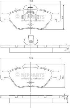 Nipparts J3603065 - Brake Pad Set, disc brake autospares.lv