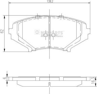 Nipparts J3603066 - Brake Pad Set, disc brake autospares.lv