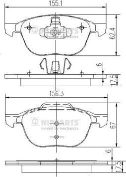 Nipparts J3603063 - Brake Pad Set, disc brake autospares.lv