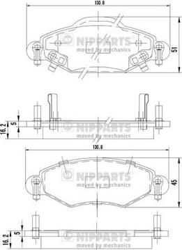 Nipparts J3602113 - Brake Pad Set, disc brake autospares.lv