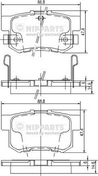 Nipparts J3614008 - Brake Pad Set, disc brake autospares.lv