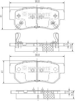 Nipparts J3610509 - Brake Pad Set, disc brake autospares.lv