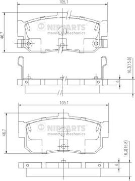 Nipparts J3611034 - Brake Pad Set, disc brake autospares.lv