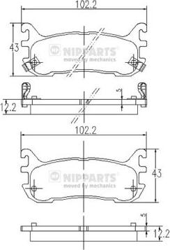 Nipparts J3613012 - Brake Pad Set, disc brake autospares.lv