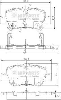 Nipparts J3612033 - Brake Pad Set, disc brake autospares.lv